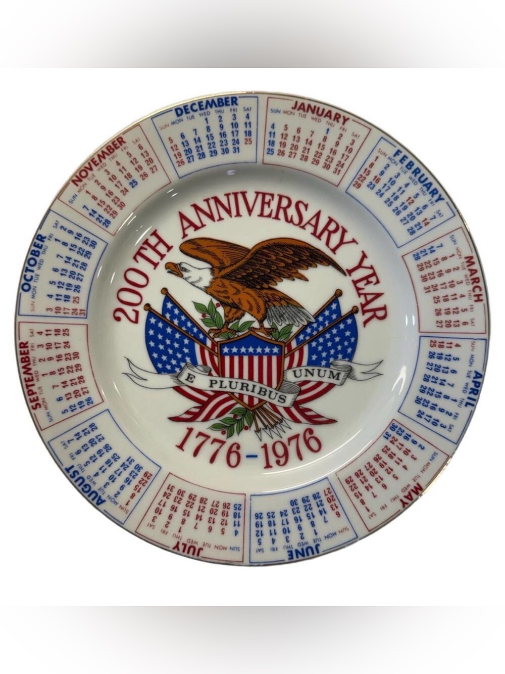Bicentennial 200th USA America collectible plate E Pluribus unum 1776-1976 250th